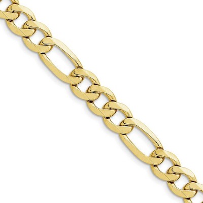 Black Bow Jewelry Men's 10mm 10k Yellow Gold Solid Concave Figaro Chain Necklace