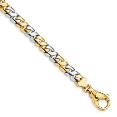 Black Bow Jewelry Men's 7mm 14K Two Tone Gold Fancy Figure-8 Chain Bracelet, 8.25 Inch