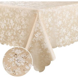 Attop Rectangle Table Cloth, Waterproof Tablecloths, Wipeable Washable Table Cover for Kitchen and Dining Room Beige, 60" X 84" - 1 of 4