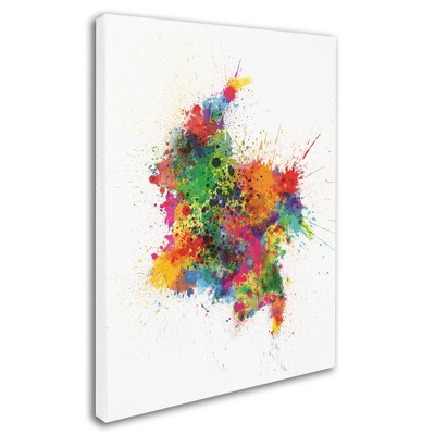 Trademark Fine Art -Michael Tompsett 'Colombia Paint Splashes Map' Canvas Art
