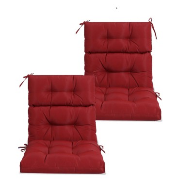 VisioGear 2PCS Set High Back Patio Chair Cushions, Tufted Rocking Chair Cushions, Adirondack Cushions, Red, 44''*22''*4"