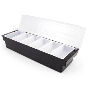 Slickblue Bar Top Condiment Dispenser, 6 Trays, 16oz Each, Black/White, 19"x5.5"x3.5", Perfect for Salad and Taco Bars - 1 of 1
