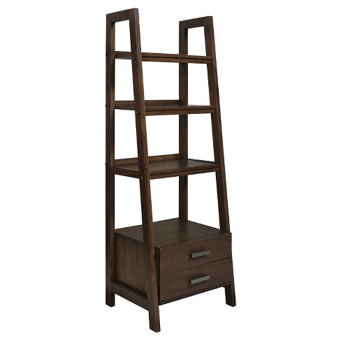 72 X24 Hawkins Solid Wood Ladder Shelf With Storage Medium Saddle