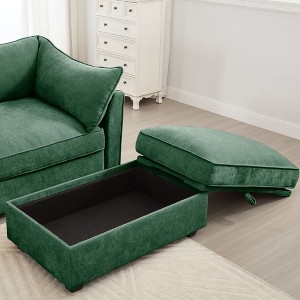 PAGED 34" Chenille Fabric Ottoman with Storage, Modern Sectional Sofa Footstool Module, Entryway Shoe Bench for Living Room, Bedroom - 1 of 4
