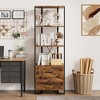 3 Tier Bookshelf with Storage Drawers,70.9 Inch Tall Industrial Book Shelf with Open Display Shelves - 4 of 4