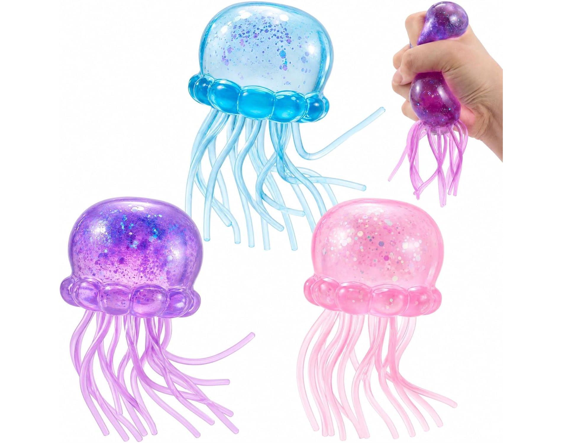 Joyfy 3-Pack Jellyfish Squishy Sensory Squeeze Toys, Stress Relief Anxiety Fidget Toy, Summer Party Favors & Birthday Gifts for Kids Adults