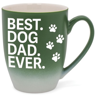 Elanze Designs Best Dog Dad Ever Two Toned Ombre Matte Green and White 12 ounce Ceramic Stoneware Coffee Cup Mug