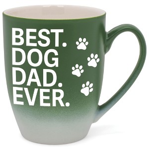 Elanze Designs Best Dog Dad Ever Two Toned Ombre Matte Green and White 12 ounce Ceramic Stoneware Coffee Cup Mug - 1 of 4
