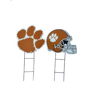 NCAA Clemson Tigers 2pk Logo and Helmet Garden Stake Set - 1 of 1