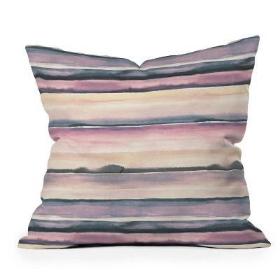 16"x16" Ninola Design Relaxing Striped Mineral Abstract Square Throw Pillow Purple - Deny Designs