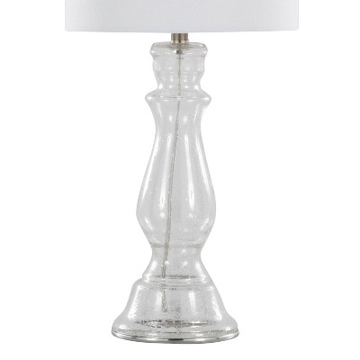 Bishop 24.75" White Glass Table Lamp Set with Linen Shade