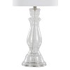 LumiSource (Set of 2) Bishop 24" Contemporary Glass Table Lamps Clear Seeded Glass Brushed Nickel and White Linen Shade from Grandview Gallery - 4 of 4
