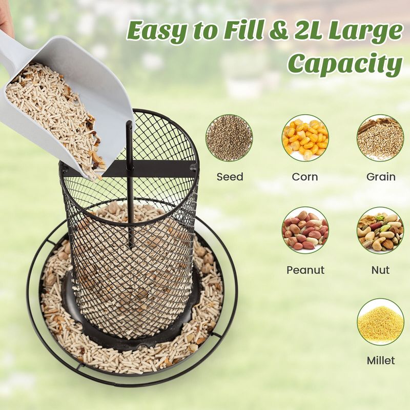 Tangkula Large Metal Wild Bird Feeder for Outdoor Hanging w/ Perch Resin Squirrel Proof, 4 of 11