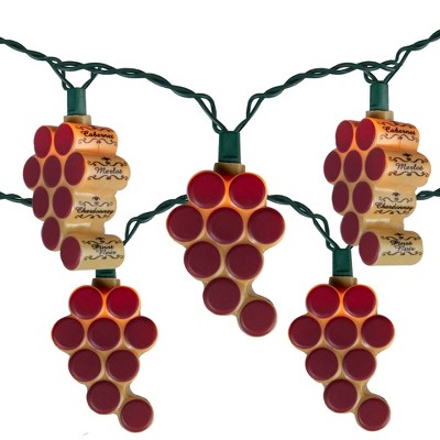 Kurt S. Adler 10-Count Wine Red Corks Grape Mini Christmas Light Set, 8.8ft Green Wire