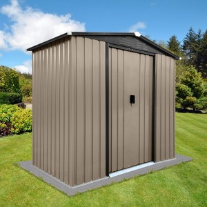 MOEPISY Outdoor storage sheds 4FTx6FT Apex roof brown with Sliding Doors - 1 of 4