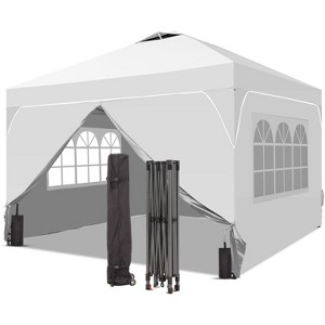 Ainfox 12ftx12ft Pop Up Canopy Tent with 4 Sidewalls One Push Tent Canopy with Wheeled Carry Bag, 8 Stakes and 4 Ropes - 1 of 4