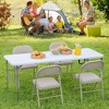 Osparple Folding Outdoor Dining Table,Rectangle Portable Patio Table with Carrying Handle,White - 2 of 4