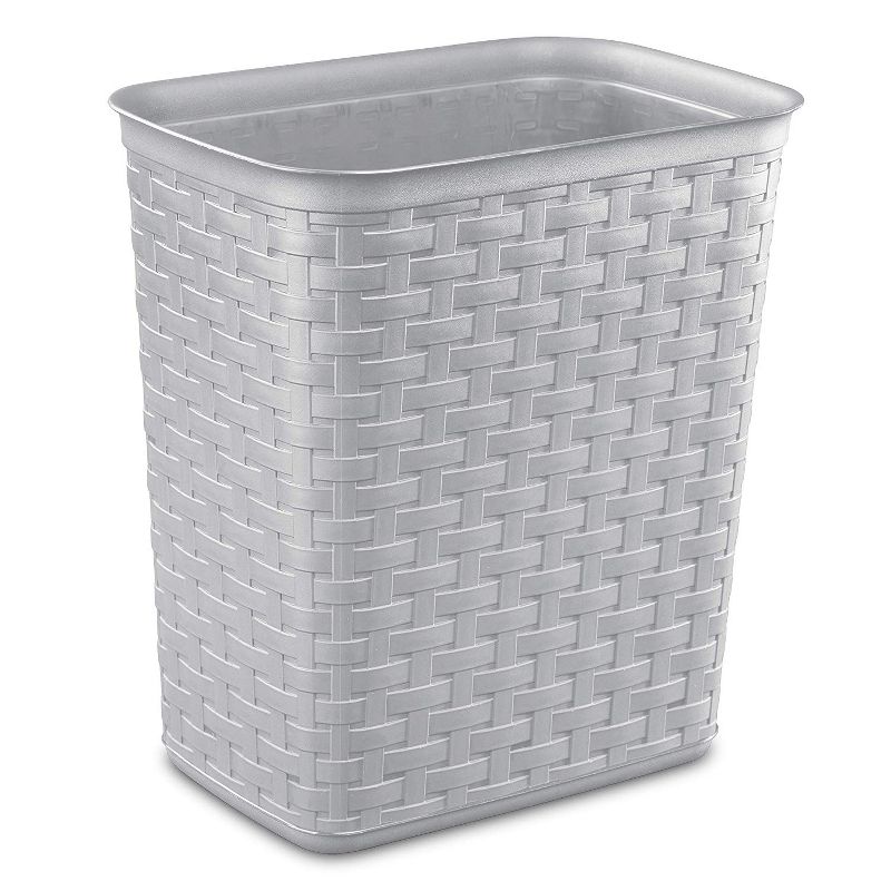 Sterilite 3.4 Gallon Weave Wastebasket, Small, Decorative Trash Can for the Bathroom, Bedroom, Dorm Room, or Office, Gray, 6-Pack, 3 of 6