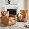 Set of 2 Eva Genuine Leather Swivel Rocker Armchair with Nailhead Trims for Living Room | ARTFUL LIVING DESIGN - 2 of 4