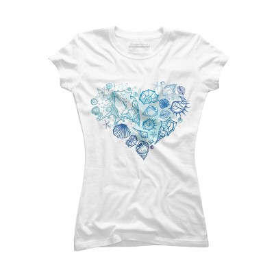 Junior's Design By Humans Sea. Heart of the shells. By Katyau T-Shirt