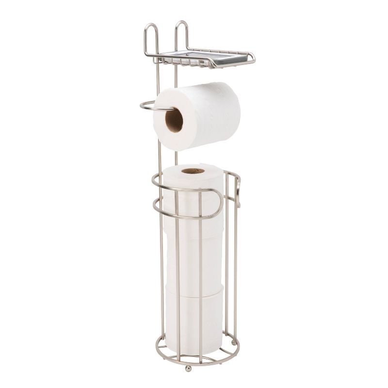 Round Wire Toilet Tissue Reserve with Dispenser and Phone Shelf Satin Nickel - Bath Bliss, 5 of 8