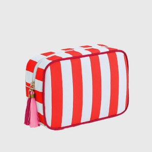 Anna-Kaci Women's Striped Cosmetic Bag with Tassel - Travel Makeup Organizer Lightweight Pouch - 1 of 4