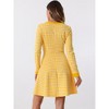 INSPIRE CHIC Women's Houndstooth Plaid Contrast Color Crew Neck Button Front Elegant A-Line Dress - 4 of 4
