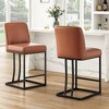 Infurnic Accent Chairs, Modern Upholstered Chairs Set with Sturdy Legs, Comfortable High Stool for Kitchen and Dining Room, Brown, 15.5"*17.5"*35" - 2 of 4
