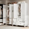 Armoire Wardrobe Closet with 4 Doors,72" Wooden Wardrobe Cabinet with Hanging Rod, Freestanding Tall Clothing Armoire Cabinet - 4 of 4
