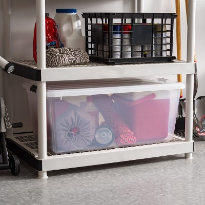 Clear 91 Quart Stackable Plastic Storage Bins with Lids