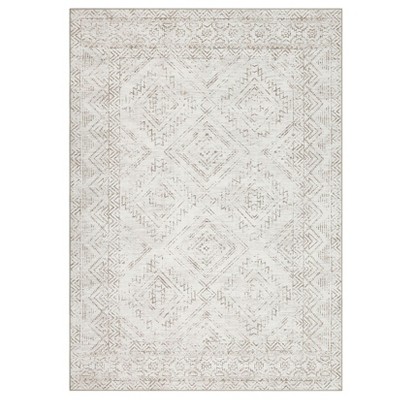 Machine Washable Modern Area Rug Geometric Distressed Non Slip Stain Resistant Non Shedding Pet Friendly Rugs for Living room Bedroom Kitchen