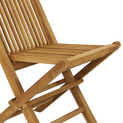Hyannis Teak Wood Foldable Slat Back Outdoor Dining Chair - Light Brown