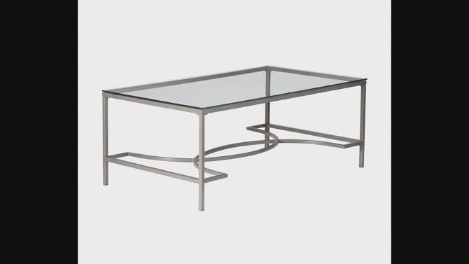 Noyes Metal and Glass Top 3pc Coffee and Side Table Set Satin Nickel Finished - Powell, 2 of 17, play video