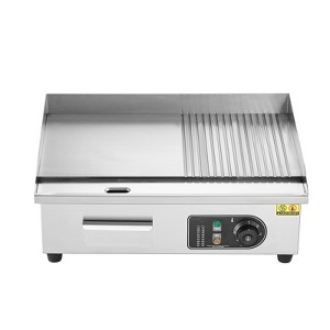 VEVOR Commercial Electric Griddle, 1600W Countertop Half-Flat Top Grill, 122℉-572℉ Adjustable Temp, 21.26x11.81x0.39in Stainless Steel Griddle Grill - 1 of 4