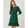 Allegra K Women's Solid Ruffle Hem 3/4 Sleeve A-Line Smocked Short Chiffon Dress - 2 of 4