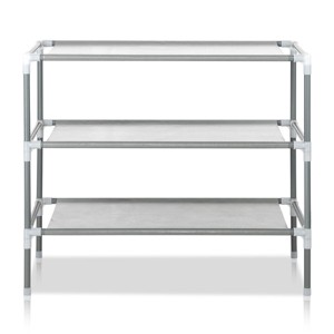 SEVOBAL 3 Tier No-Woven Fabric Steel Stackable Storage Shelves Vertical Shoe Tower Space Saver High Capacity for Living Room, Gray, 21.46"*3.94"*3.54" - 1 of 4