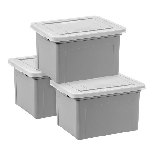 IRIS 3-Pack Stackable Plastic Legal File Storage Box Large 8