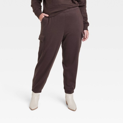 Wide-leg Joggers - Dark brown - Ladies