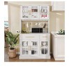 71 Inch Large Modern Home Bar Cabinet with Glass Rack Storage Shelves Hooks Kitchen Buffet Sideboard Display Cupboard for Dining Living Room, White - 3 of 4