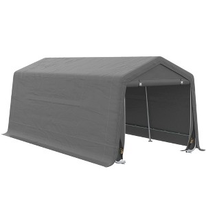 10' x 20' Carport Portable Garage, Heavy Duty Storage Tent, Patio Storage Shelter w/ Anti-UV PE Cover and Double Zipper Doors, for Motorcycle Bike - 1 of 4
