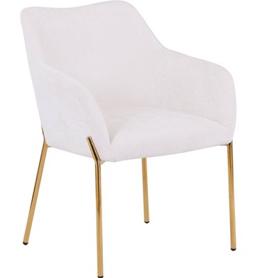 Zaire Upholsters Dining Chair with Padded Seat and Gold Chrome Iron in Beige Velvet
