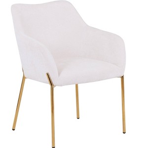 Zaire Upholsters Dining Chair with Padded Seat and Gold Chrome Iron in Beige Velvet - 1 of 4