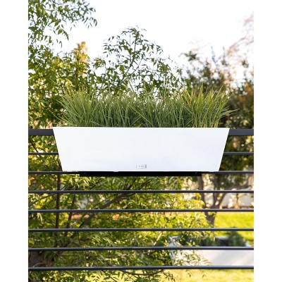 36" White Plastic Railing Planter with Adjustable Brackets