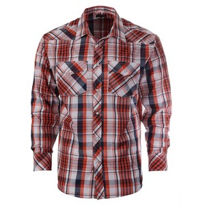 Gioberti Men's Western Plaid Long Sleeve Shirt with Pearl Snap-on - 1 of 2