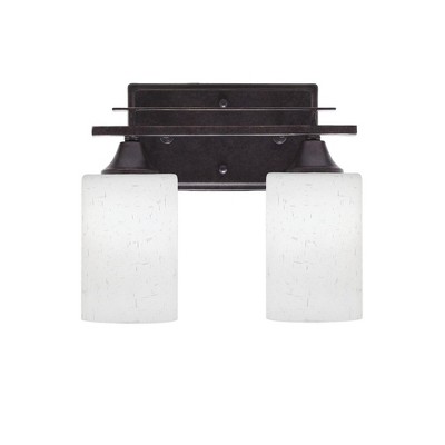 Toltec Lighting Uptowne 2 - Light Vanity in  Dark Granite with 4" White Muslin Shade