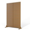 TOAOTBNBO Metal Privacy Screen with Stand, Decorative Privacy Fence Panels with Louver Pattern, Outdoor Privacy Screen for Balcony, Brown - 2 of 4