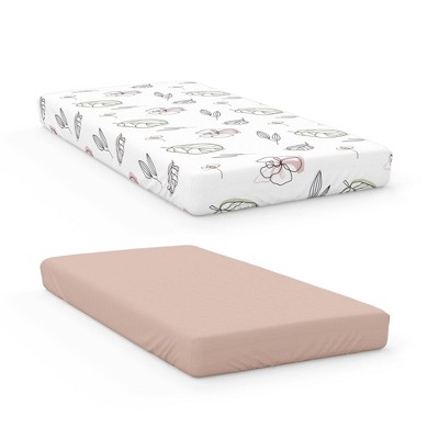 Goumi Baby Organic Abstract Floral Fitted Sheet Set - Rose 2pc