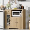 Kitchen Microwave Cabinet with Storage and Drawers, Modern Small Buffet Cabinet with Glass Doors and Adjustable Shelf - 3 of 4