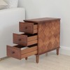 Lirago Brown Wood Nightstand Fully Assembled Narrow 3 Drawer Side Table 23.62x11.81x25.6 Solid Wood MDF Storage Furniture - 3 of 4