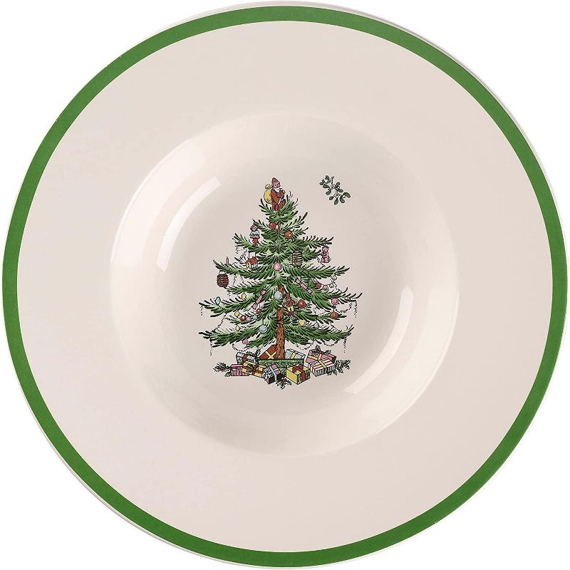 Spode Christmas Tree Pasta Bowl, Set of 4 Rimmed Plate for Serving Salad, Spaghetti, and Soup, 10-Inch, Made of Porcelain, 3 of 8